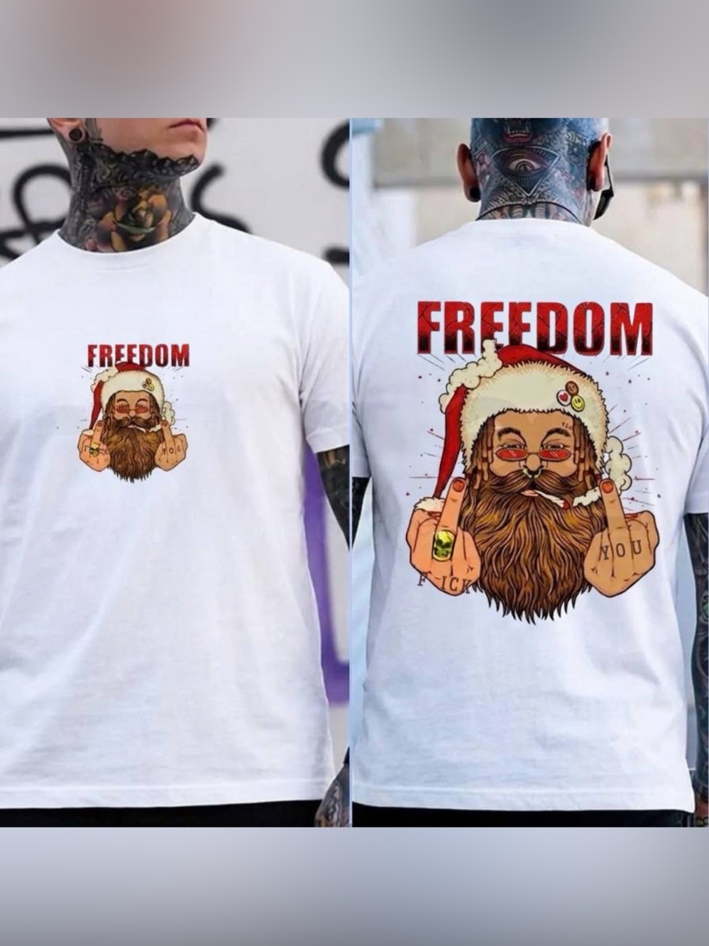 Freedom Santa Graphic White Men's T-Shirt